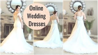 Trying On Affordable Online Wedding Dresses Azaziecom [upl. by Conant611]