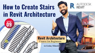 Lesson 9 How to Create Stairs in Revit Architecture  Revit Architecture Course in UrduHindi [upl. by Neoma]