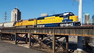 Alton amp Southern Railroad SD60 locomotive on transfer via MacArthur Bridge  St Louis MO 12823 [upl. by Aihtniroc254]