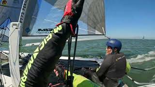 Nacra 20  ENE 1418 knots  spi to Oudeschild Round Texel 2023  2nd in our class  363 kmh [upl. by Eilime347]