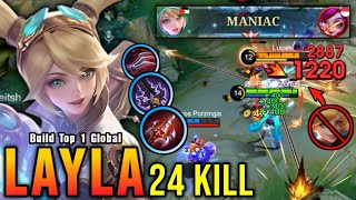 24 Kills  MANIAC Best Layla One Shot LifeSteal Build MUST TRY  Build Top 1 Global Layla  MLBB [upl. by Blaire]