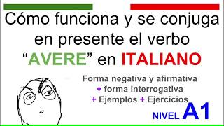 Como se conjuga y como funciona el verbo AVERE en Italiano en Presente Indicativo [upl. by Eolanda214]