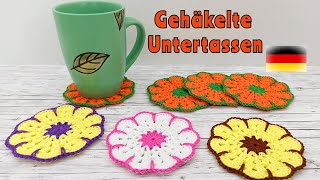 Gehäkelte Untersetzer Untertassen wie eine Blume [upl. by Nirtiac598]