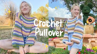 Easy Crochet Striped Pullover Tutorial  Hayhay Crochet [upl. by Anialad]