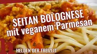 Seitan Bolognese mit Cashew Parmesan  100 vegan extrem lecker [upl. by Oniger798]