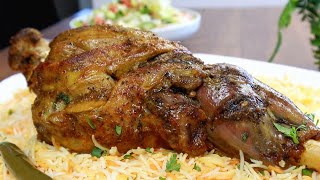 طبخ فخذ الخروف والرز بهذة الطريقة الفخمة بالفرن يجعلها روعة للعزايم Cooking DELICIOUS Leg of Lamb [upl. by Lladnew]