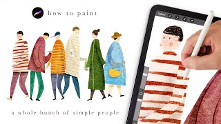 Paint simple people with me 🥰 Illustration tutorial Procreate tips and tricks for beginners [upl. by Ahsenyt915]