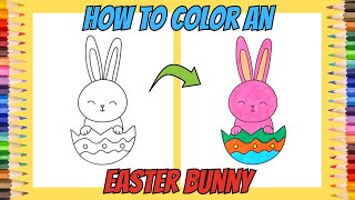 How to Color an Easter Bunny  Easy Coloring for Kids [upl. by Federica]