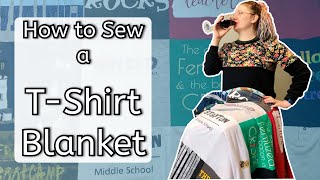 How to Sew a TShirt Blanket  Project for Beginners [upl. by Hattie]