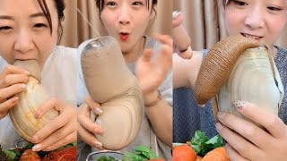 Chinese Girl Eat Geoducks Delicious Seafood 005  Seafood Mukbang Eating Show [upl. by Suirtemed]