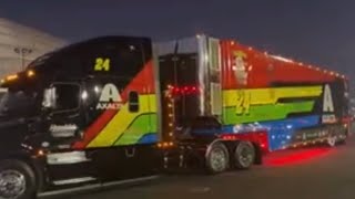 Nascar haulers rolling in to LA Memorial Coliseum 2022 [upl. by Namien]