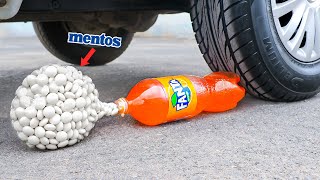 Aplastando Cosas Crujientes  Experimento Fanta y Mentos VS Rueda de Coche [upl. by Lyrehs141]