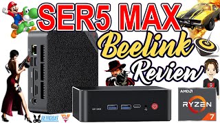 MINI PC BEELINK SER5 MAX AMD RYZEN 7 5800H SPECS FULL REVIEW GAMING  EMULATION RETROGAMING [upl. by Abekam]