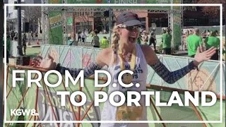 Seattle woman runs two half marathons on two coasts in 2 days [upl. by Anuala]