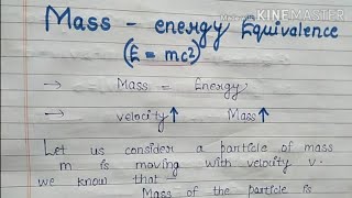 Mass energy equivalence Emc2 bsc in hindi [upl. by Ardnauq]