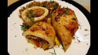 КАЛЬМАРЫ ФАРШИРОВАННЫЕ так вкусно и так просто Греческая кухня Squid stuffed so tasty and so easy [upl. by Hallagan288]