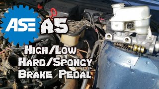 ASE A5 Test Prep 2  HighLowHardSpongy Brake Pedal [upl. by Nolahp765]