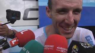 SIMON YATES INTERVIEW AT THE END OF STAGE 1 TOUR DE FRANCE 2023 SECOND OVERALL [upl. by Shaff]