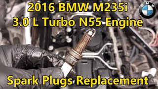 2016 BMW M235i 30 L Turbo N55 Engine  Spark Plugs Replacement [upl. by Zilber]