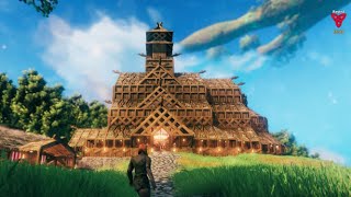 Large Valheim build  Three story mead hall with spire [upl. by Ixela]