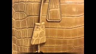 2014 New Prada Crocodile Tote Tan Bag [upl. by Ahsima69]