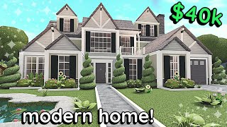 40k Modern Bloxburg Family House Build 2 Story Tutorial [upl. by Aratahs]