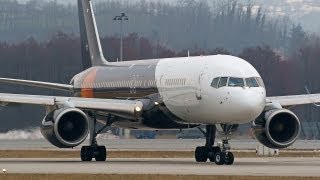 Titan Air Boeing 757200 GZAPX Chambery Savoie Airport CMFLFLB [upl. by Eniarrol]