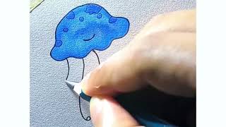 how to draw a jellyfish  easy jellyfish drawing using pencil easy drawing tutorial for beginners [upl. by Enelad]