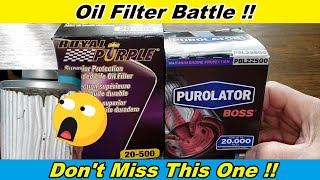 Royal Purple Oil Filter 20500 Cut Open vs Purolator Boss Oil Filter PBL22500 Cut Open [upl. by Naletak819]