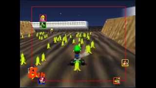 Mario Kart 64  Spamming infinite bananas on Wario Stadium [upl. by Halihs]