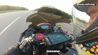 Kawasaki ZX10R 0299KMH Acceleration in 18 seconds [upl. by Bigod]