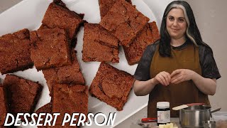 Claire Saffitz Bakes Delicious Butterscotch Blondies Recipe  Dessert Person [upl. by Snowber]