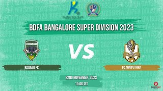 KODAGU FC VS FC AGNIPUTHRA  MATCH 174  BDFA BANGALORE SUPER DIVISION 2023 [upl. by Rodmann949]