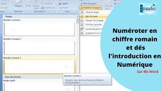 Numéroter un long document Word en chiffre romain et en chiffre numérique dès la page introduction [upl. by Anyer]