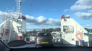 Driving off Wightlink Wight Sky at Lymington Dorset England [upl. by Firahs859]