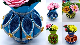 4 Types Of Flower Vase  Foam sheet craft ideas home decoration  Beautiful craft ideas [upl. by Enaled]