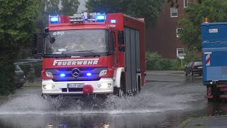 Starkregen setzt Uetersen unter Wasser Einsatzfahrten Feuerwehr Und Feuerwehrbreitschaft ZugSüd [upl. by Otrebide]