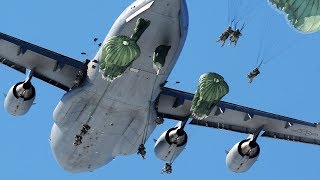 MASSIVE Static Line Jump From C17 Globemaster [upl. by Posner]