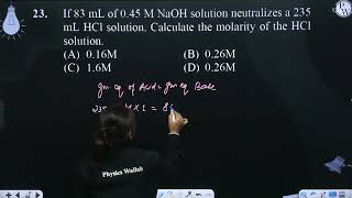 If 83 mL of 045 M NaOH solution neutralizes a 235 mL HCl solution Calculate the molarity of th [upl. by Ahsienar]