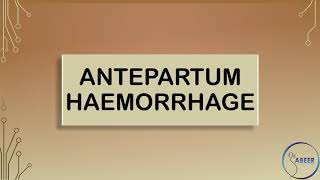 RCOG GUIDELINE Antepartum Haemorrhage Part 1 [upl. by Htenaj]