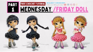 How To Crochet Doll P13 Wednesday Addams amp Friday Tran Easy Tutorial Amigurumi Dolls For Beginners [upl. by Burkle636]