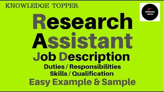 Research Assistant Job Description  Research Assistant Work  Research Assistant Responsibilities [upl. by Ena]