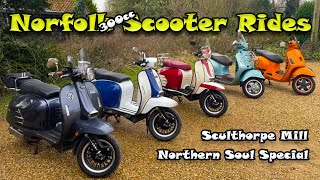 Sculthorpe Mill Vespa GTS Royal Alloy GP 300cc Winter Rideout Northern Soul scooter rider travel [upl. by Firehs]