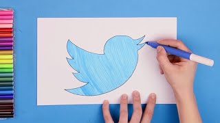 How to draw Twitter Logo [upl. by Granniah]