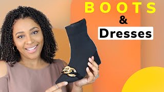 How to Style Boots and Dresses  Fall Outfits [upl. by Atilek]