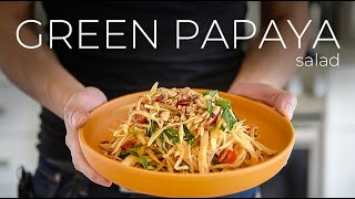 This Green Papaya Salad Recipe is spicy salty sweet and A LITTLE NUTTY [upl. by Meggi]