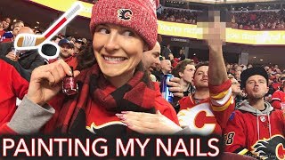 Painting My Nails at a Hockey Game eh 🇨🇦 [upl. by Yelsel]