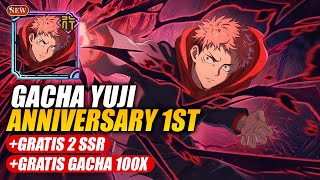 Gratis Gacha 100x amp 2 SSR Gacha YUJI ANNIVERSARY 1ST Worth It  Jujutsu Kaisen Phantom Parade [upl. by Rosecan]