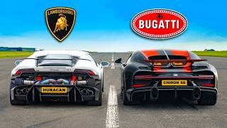 Bugatti Chiron SS v 1800hp Lambo Huracan DRAG RACE [upl. by Werdna]