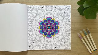 Relaxing Mandala Colouring 🌸 with Brush Pens  Mandala Colouring Book for Adults 📕 Hobby Colourist [upl. by Dorsman795]